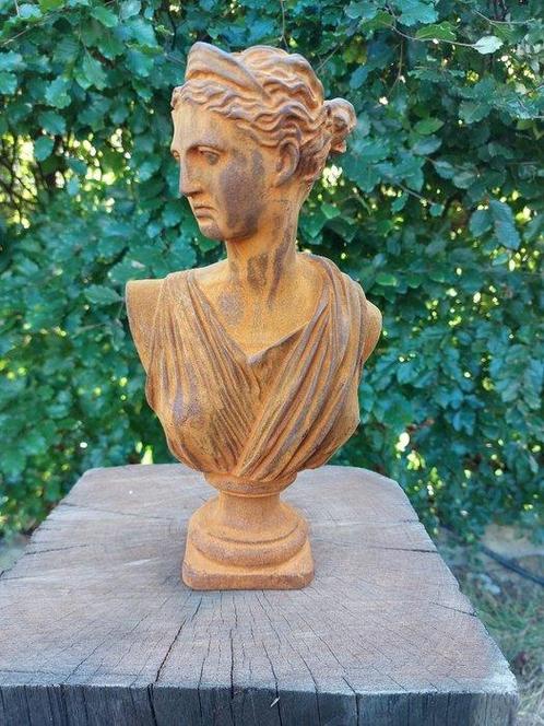Beeld, Bust of Greek goddess - Artemis - 30 cm - Gietijzer, Antiek en Kunst, Antiek | Keramiek en Aardewerk
