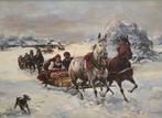 European School (XX) - Sledding in the freezing winter, Antiek en Kunst