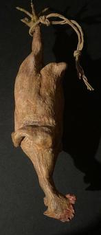 Sculpture, Antico gallo spiumato in terracotta policroma