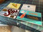 Set van 4 advertenties voor bier, wijn en limonade. - Plaque