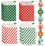 Kerst kraft papieren zakjes met stickers rood groen punt