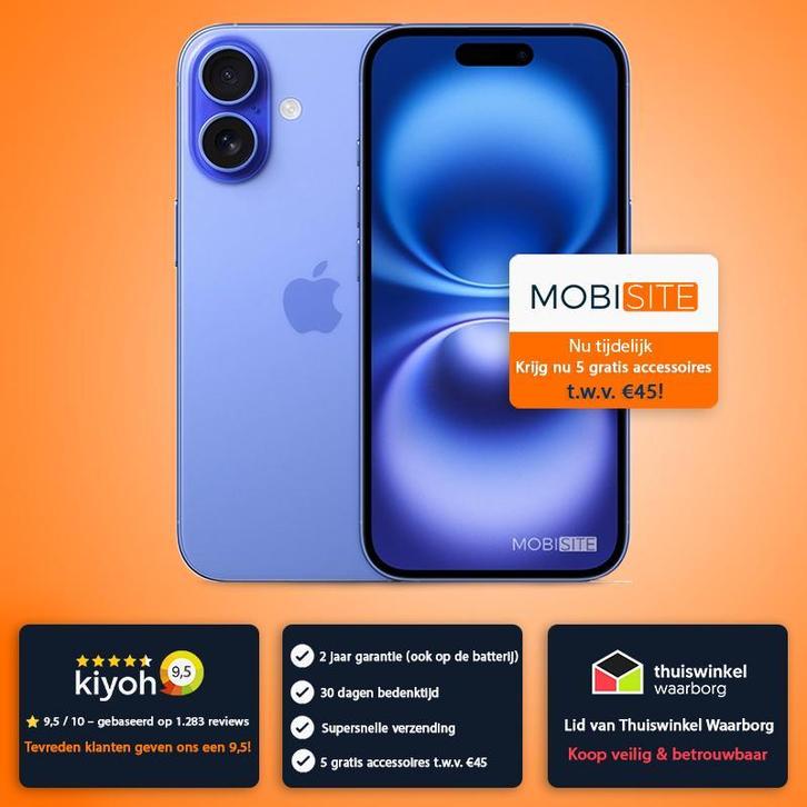 iPhone 16 128 GB - 4 Gratis Accessoires – Accu tot 100%, Telecommunicatie, Mobiele telefoons | Apple iPhone, Zonder abonnement