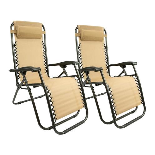 Ligstoelen - Set van 2 - Textoline - Taupe, Tuin en Terras, Tuinstoelen, Inklapbaar, Verstelbaar, Nieuw, Aluminium, Ophalen of Verzenden