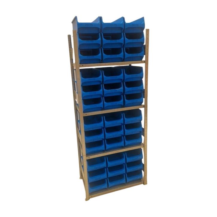 Meta Clip legbordstelling 250x100x50cm incl. 36 grijpbakken, Articles professionnels, Aménagement de Bureau & Magasin | Entrepôt, Rayonnage & Stockage