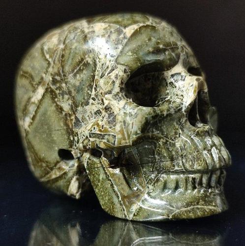 Geweldige Florest Jaspis Schedel - Hand Carved Skull Free, Verzamelen, Mineralen en Fossielen