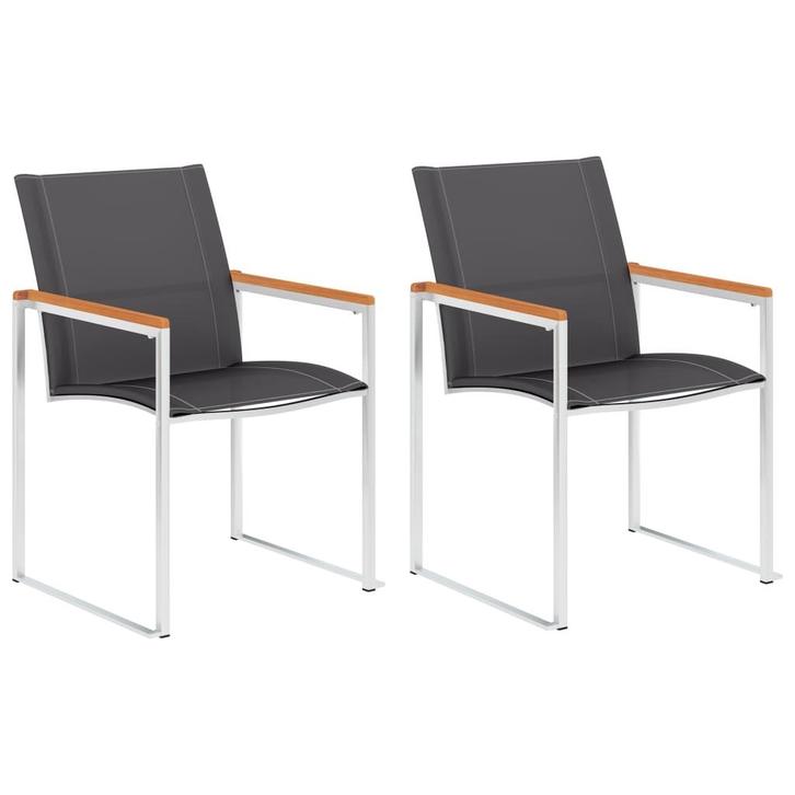 vidaXL Tuinstoelen 2 st textileen en roestvrij staal grijs, Tuin en Terras, Tuinstoelen, Nieuw, Verzenden