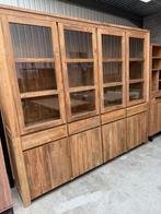Buffetkast, massief teakhout (nieuw, A-keuze), Huis en Inrichting, Nieuw, Glas