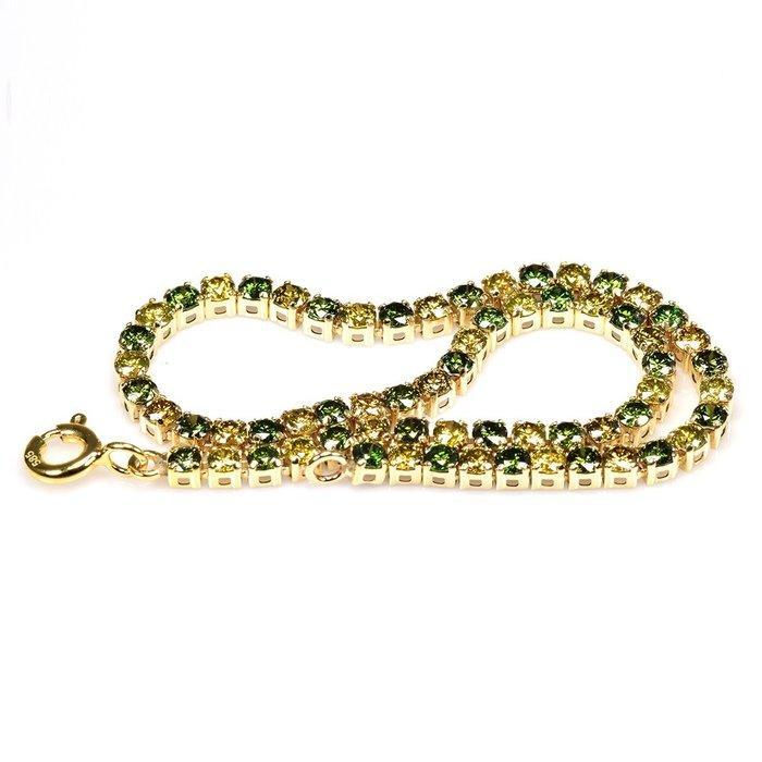 Armband - 14 karaat Geel goud - 2.64ct. tw. Groen Diamant, Handtassen en Accessoires, Armbanden
