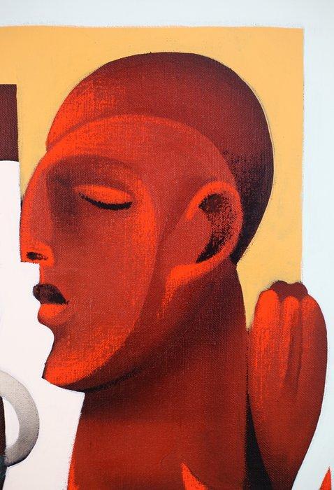 Jone Hopper - Portrait au bilboquet, Antiek en Kunst, Kunst | Schilderijen | Modern