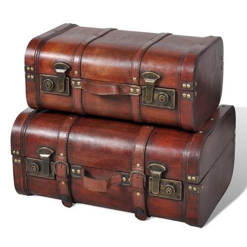 vidaXL Schatkisten 2 st vintage-stijl hout bruin, Huis en Inrichting, Kasten | Overige, Nieuw, Verzenden