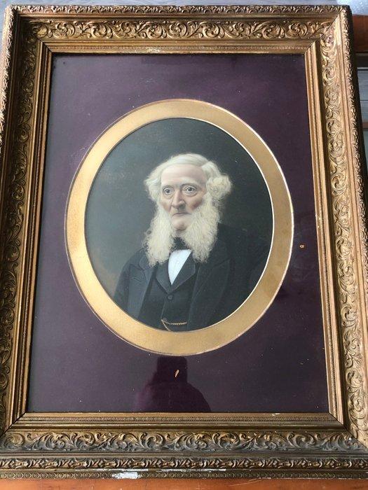Europese school (XIX) - portret man op plexiglas geschilderd, Antiek en Kunst, Kunst | Schilderijen | Klassiek