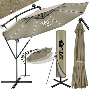 Tillvex® LED Parasol - Zweefparasol - Ø300cm - 360° Draaibaa, Verzenden
