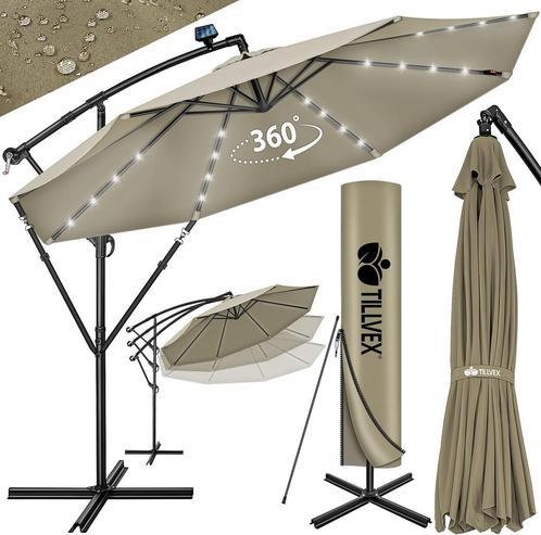 Tillvex® LED Parasol - Zweefparasol - Ø300cm - 360° Draaibaa, Tuin en Terras, Overige Tuin en Terras, Verzenden