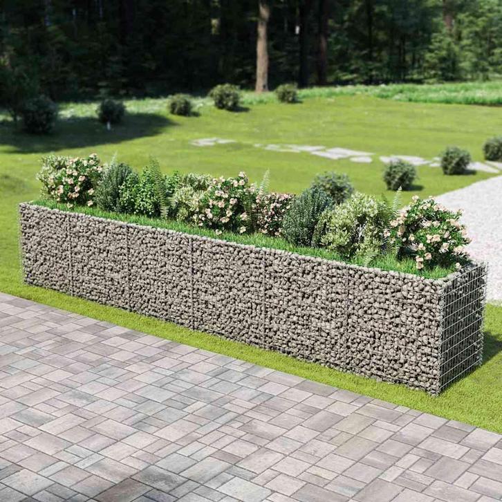 vidaXL Gabion plantenbak verhoogd 540x90x100 cm, Tuin en Terras, Bloempotten, Nieuw, Verzenden