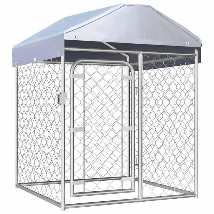 vidaXL Hondenkennel voor buiten met dak 100x100x125 cm, Dieren en Toebehoren, Hondenbenches, Nieuw, Verzenden