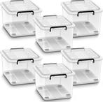 6x Opbergbox kunststof - 27 liter - met deksel -, Verzenden, Nieuw