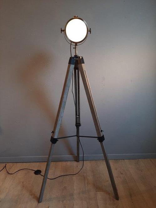 Statief vloerlamp - Hout, Metaal - Scheeps / Studiolamp, Antiek en Kunst, Curiosa en Brocante