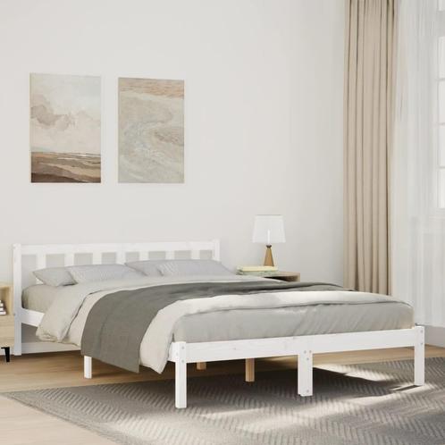 vidaXL Bedframe extra lang zonder matras grenenhout wit, Huis en Inrichting, Slaapkamer | Bedden, Nieuw, Verzenden