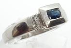 Ring - 18 karaat Witgoud - 0.13ct. tw. Saffier - Diamant, Nieuw