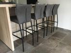 Set van 4 leren barstoelen - grijs leer - Echt leer, Modern,, Overige kleuren, Nieuw, Leer, Ophalen of Verzenden