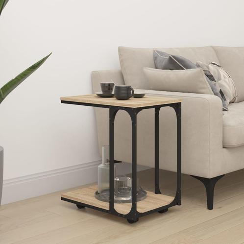 vidaXL Bijzettafel met wieltjes 50x35x55,5 cm hout sonoma, Huis en Inrichting, Tafels | Bijzettafels, Nieuw, Verzenden