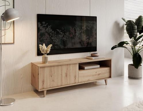 Meubella TV-Meubel Fuzeta eiken 152 cm, Huis en Inrichting, Kasten |Televisiemeubels, 25 tot 50 cm, Nieuw, 150 tot 200 cm, Overige materialen