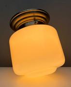 Plafondlamp - Vernikkeld messing, Opaline glas - Art Deco, Antiek en Kunst