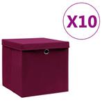 vidaXL Opbergboxen met deksel 10 st 28x28x28 cm donkerrood, Verzenden, Nieuw