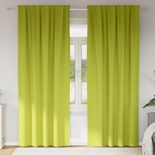 vidaXL Gordijnen met gordijnen 2 pcs Appelgroen 260 x 140 cm, Huis en Inrichting, Stoffering | Gordijnen en Lamellen, Nieuw, Verzenden