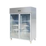 RVS koelkast met glazen deuren GN2/1 1400-1333 Liter -2° tot, Zakelijke goederen, Verzenden, Nieuw in verpakking, Koelen en Vriezen