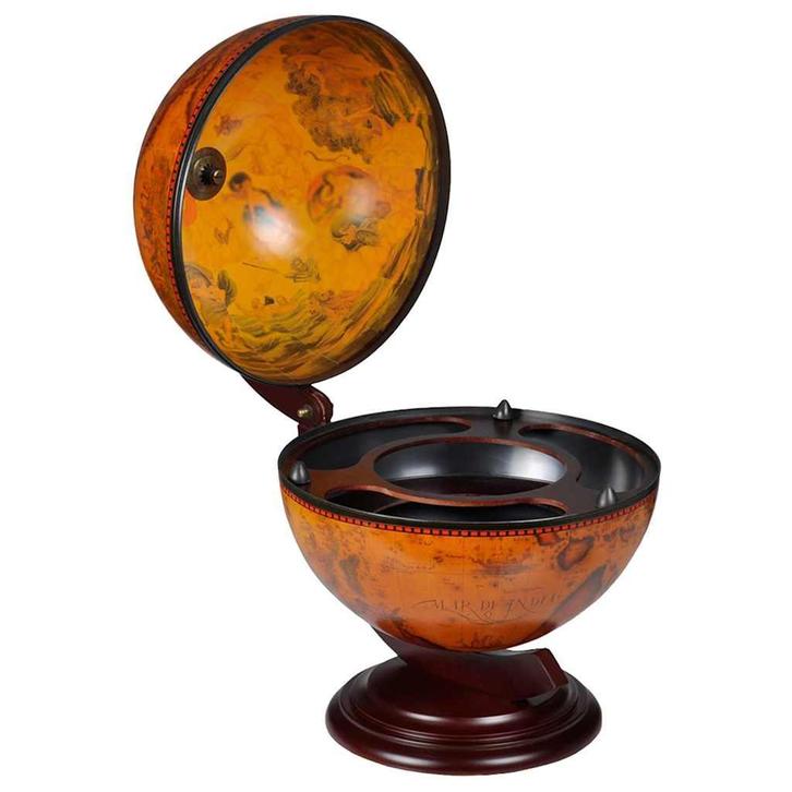 vidaXL Globebar tafelmodel eucalyptushout, Huis en Inrichting, Woonaccessoires | Wijnrekken, Nieuw, Verzenden