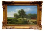 Vlaamse School (XIX) - Landschap met wandelaar, Antiek en Kunst, Kunst | Schilderijen | Klassiek