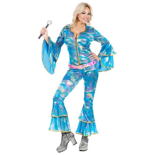 Disco 70S Jumpsuit Blauw Dames, Kleding | Dames, Carnavalskleding en Feestkleding, Nieuw, Verzenden