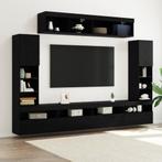 vidaXL 8-delige TV Wandmeubels met LED Zwart Eiken Bewerkt, Verzenden, Nieuw