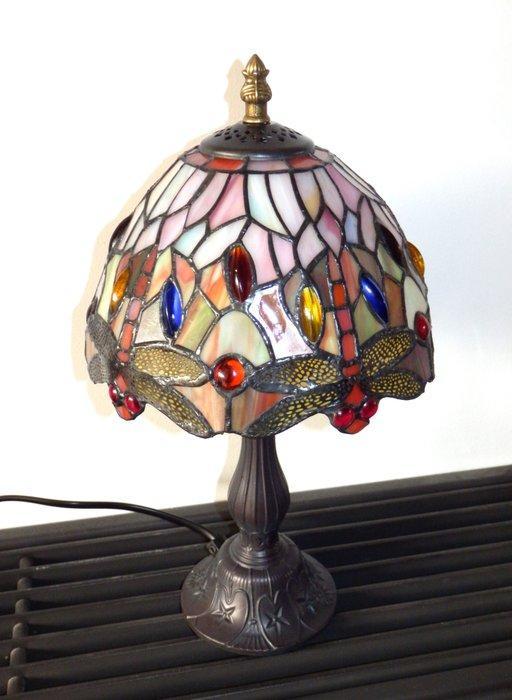 Fraaie Tiffany stijl tafellamp kleur groen roze in Art, Antiek en Kunst, Kunst | Designobjecten