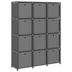 vidaXL Kast met 12 vakken met boxen 103x30x141 cm stof grijs, Verzenden, Nieuw