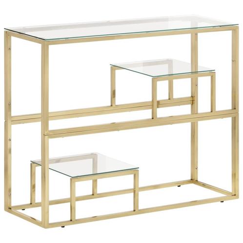 vidaXL Wandtafel roestvrijstaal en gehard glas goudkleurig, Huis en Inrichting, Tafels | Bijzettafels, Nieuw, Verzenden