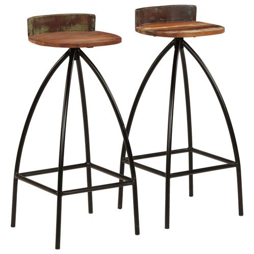 vidaXL Tabourets de bar lot de 2 bois de rÃ©cupÃ©ration, Huis en Inrichting, Barkrukken, Verzenden