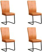 Set van 4 Cognac leren industriële eetkamerstoelen - poot, Nieuw, Vier, Modern, Leer