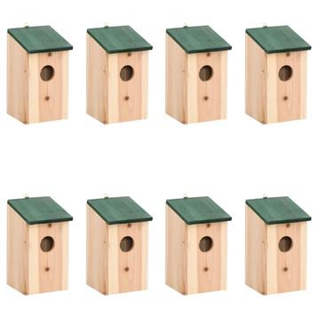 vidaXL Vogelhuisjes 8 st 12x12x22 cm hout, Verzenden
