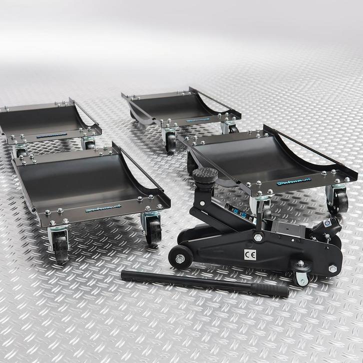 Datona Automover set van 4 stuks en krik - Datona - Zwart, Auto diversen, Krikken, Ophalen of Verzenden