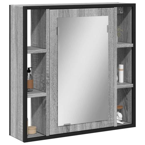 vidaXL Badkamerspiegelkast 60x16x60 cm bewerkt hout grijs, Huis en Inrichting, Tafels | Kaptafels, Nieuw, Verzenden