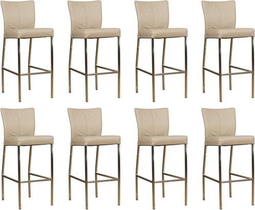 Set van 8 Taupe leren moderne barkrukken - poot vierkant, Maison & Meubles, Chaises, Enlèvement ou Envoi