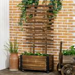 Plantenbak - Hout &amp; Klimrek - Verkoolde afwerking - Bruin, Ophalen of Verzenden, Nieuw