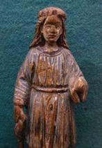 Sint Philomena met anker Antiek 19e eeuw Hout 17 cm Beeld -