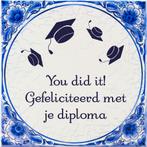 Tegels delfts blauw Geslaagd You did it 15cm, Huis en Inrichting, Woonaccessoires | Schilderijen, Tekeningen en Foto's, Verzenden