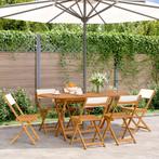 vidaXL Tuinstoelen 6 st inklapbaar massief hout en stof, Tuin en Terras, Tuinstoelen, Verzenden, Nieuw