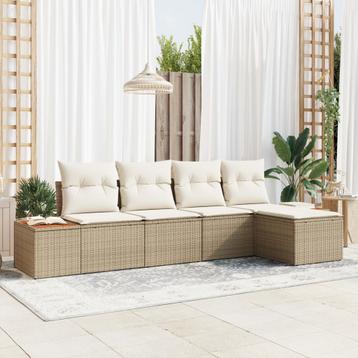 vidaXL 5-delige Sofa Set voor in de Tuin met Kussens in, Verzenden