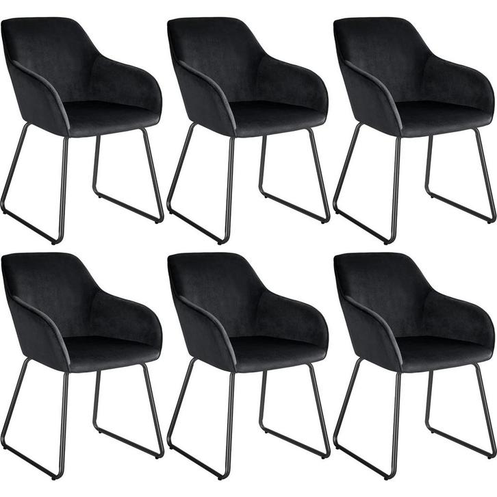 tectake Eetkamerstoel Jeane, fluweellook, sledeonderstel - F, Huis en Inrichting, Stoelen, Verzenden