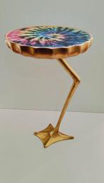 Bijzettafel - Glas, Hout, Messing - Laremon